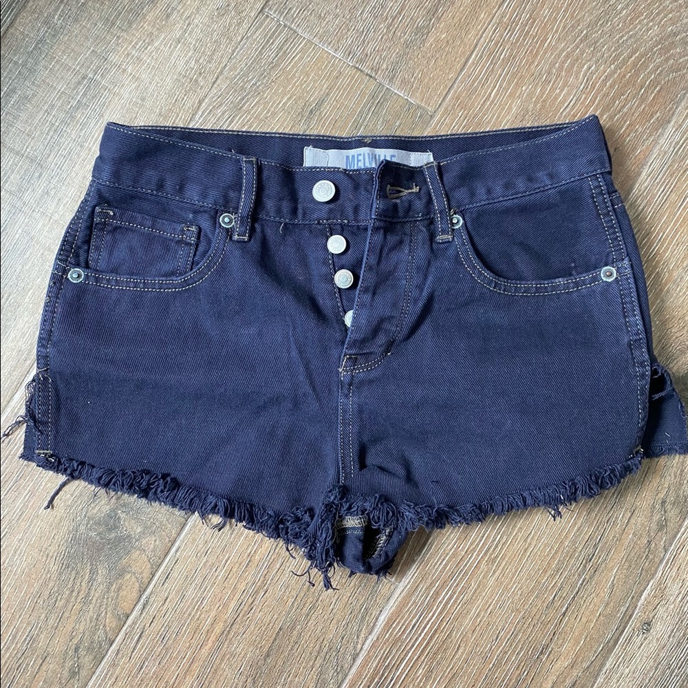 Brandy Melville navy high rise denim shorts (26)
